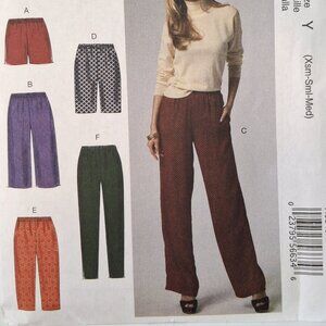 SEWING PATTERN Size 4 - 14 Xsm-Sml-Med SHORTS STR LEG PANTS McCall's M6843 UNCUT